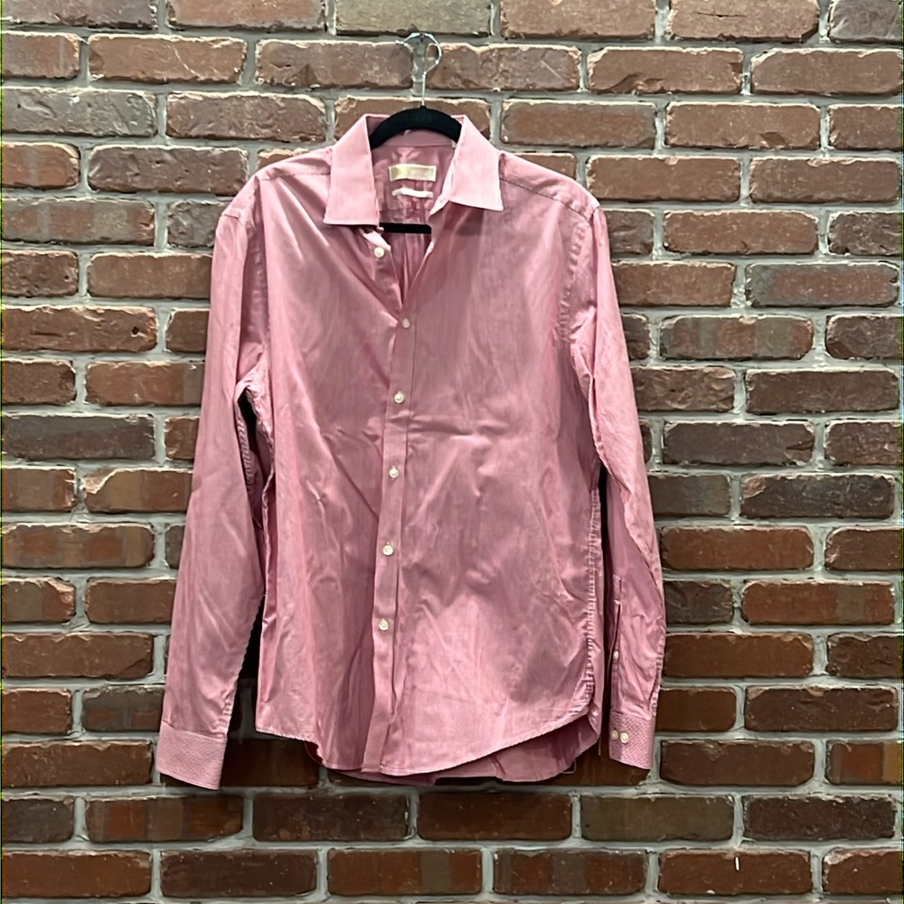 Michale Kors Red Patterned Long Sleeved Button Down